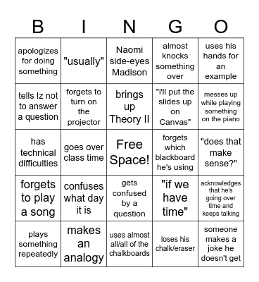 Dr. Solomon Bingo Card