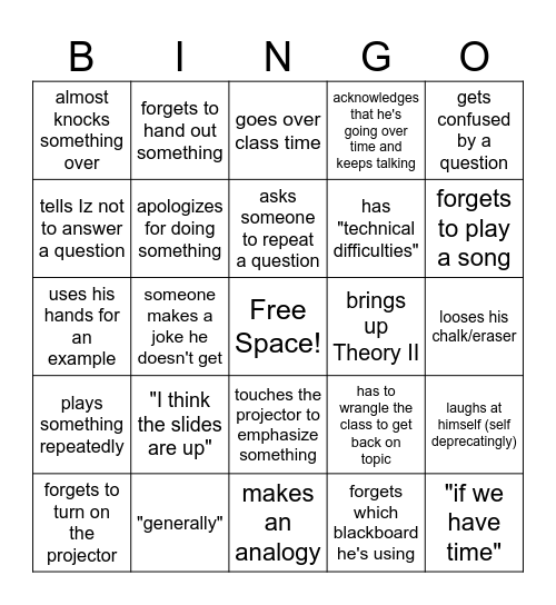 Dr. Solomon Bingo Card