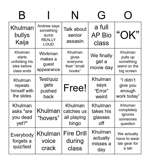 AP Bio Bingo Card