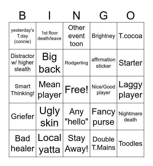 Dandy's world Bingo! Bingo Card