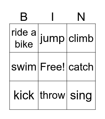 I can do it! Bingo Card
