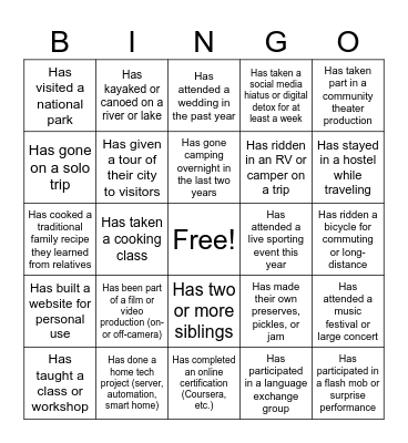 ODR BINGO Card