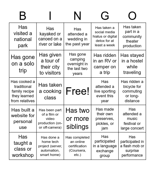 ODR BINGO Card