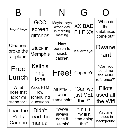 FTM Weekly Bingo Card