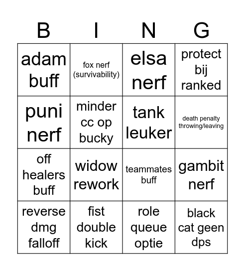 wat willen we Bingo Card