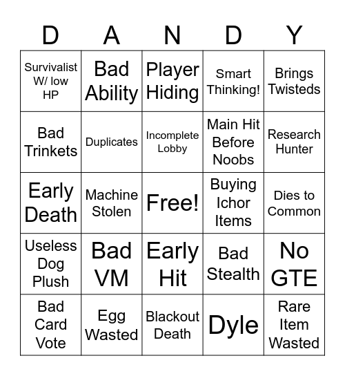 Matchmaking Bingo Card