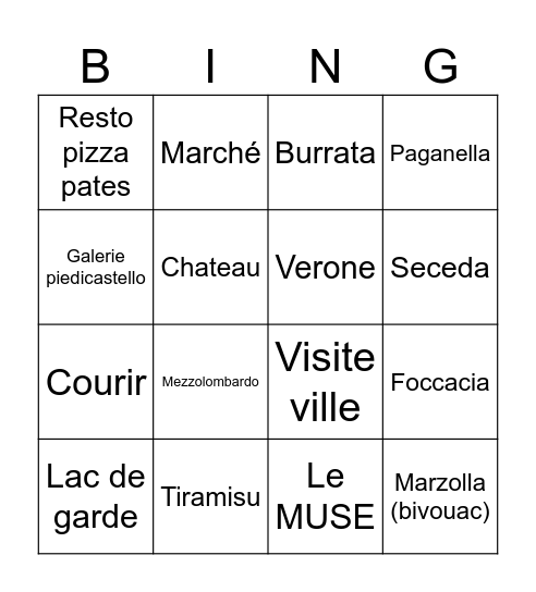 Italiaaaaaaaaaa 🤌 Bingo Card