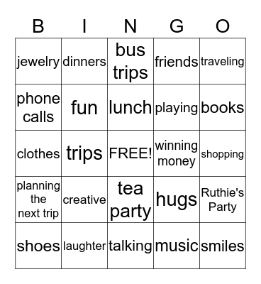 Girlfriends Bingo Card