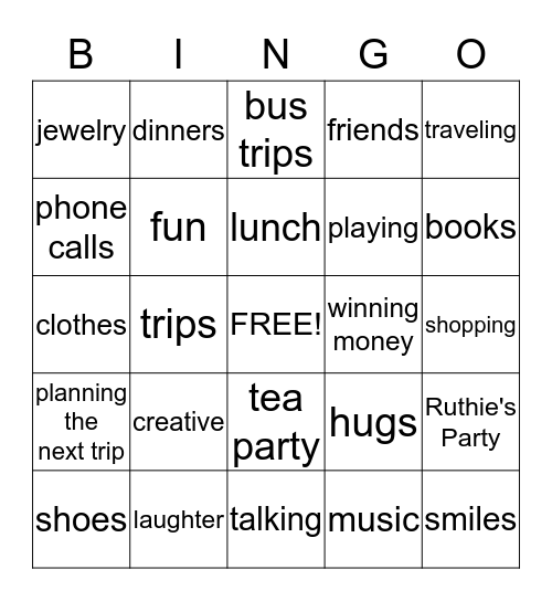 Girlfriends Bingo Card