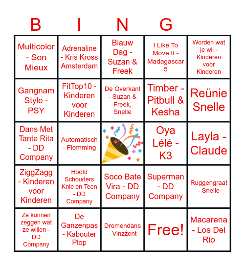 Kinder muziek bingo Card