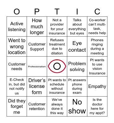 OPTIC BINGO Card
