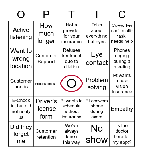 OPTIC BINGO Card