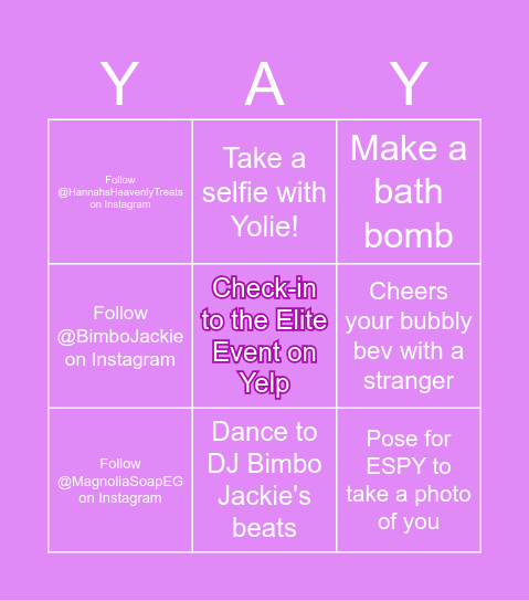 Bubbly Night Out Bingo Card
