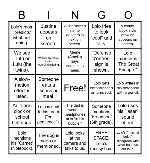 Defense D'entrer Bingo Card