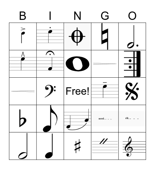 Music Symbol Bingo! Bingo Card