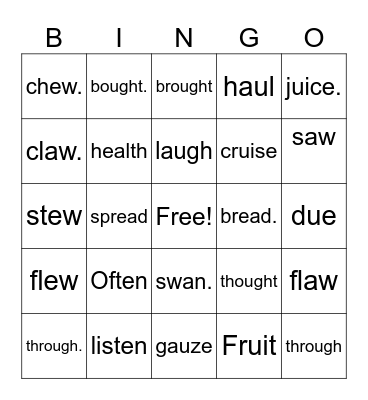 Module 10 Bingo Card