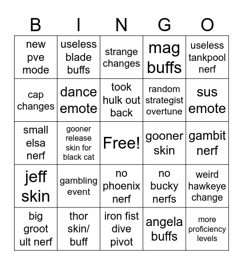 season 7.5 Bingo Card