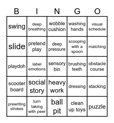 Occupational Therapy Month Bingo Card