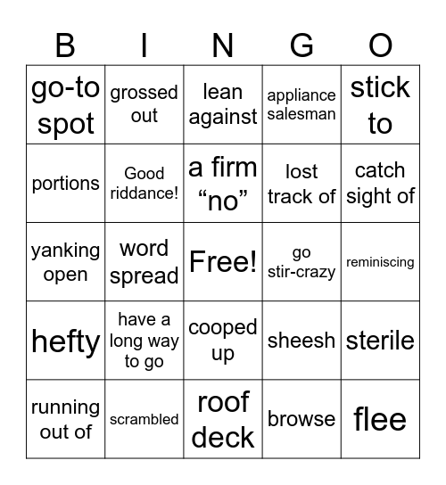 Foundations Socials 5-7: I Won't Feel This Way Forever Chapters 23-26 Bingo Card