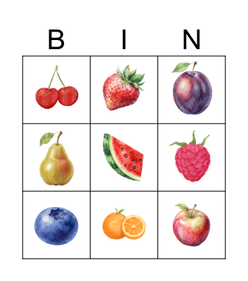 Fruit Bingo Card