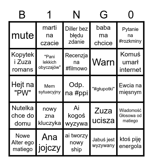 Miodzik bingo 14.04 Bingo Card