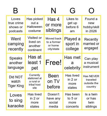 BLAZE Virtual Icebreaker Bingo Card