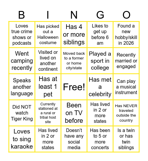 BLAZE Virtual Icebreaker Bingo Card
