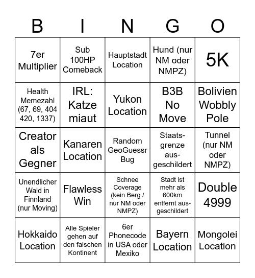 Souls Geo Bullshit Bingo Card