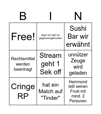 DSDSteve RP Bingo Card