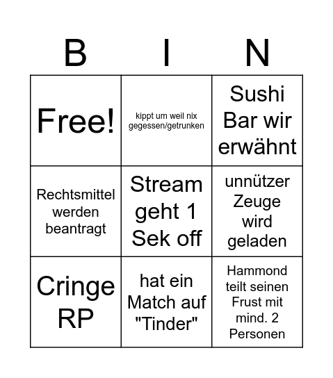 DSDSteve RP Bingo Card