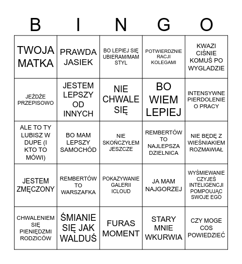 BARTEK MAJTEK Bingo Card