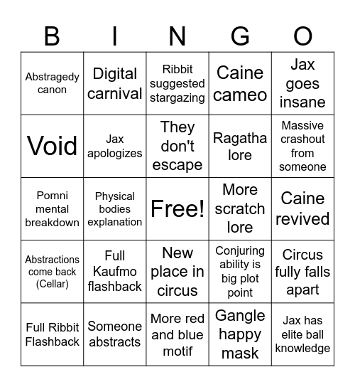 TADC EPISODE 9 Bingo Card