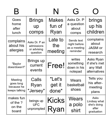 Mar Bingo Card