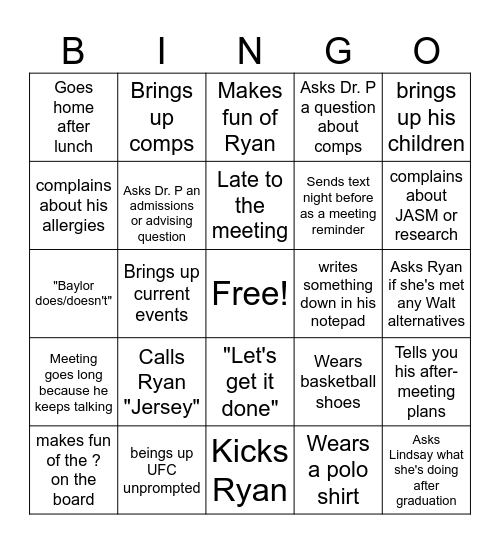 Mar Bingo Card