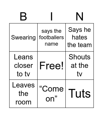 Football bingo Card