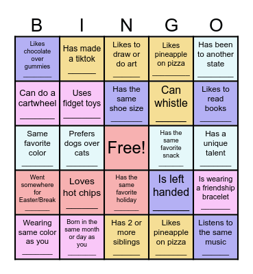 Who in group...? Bingo Card