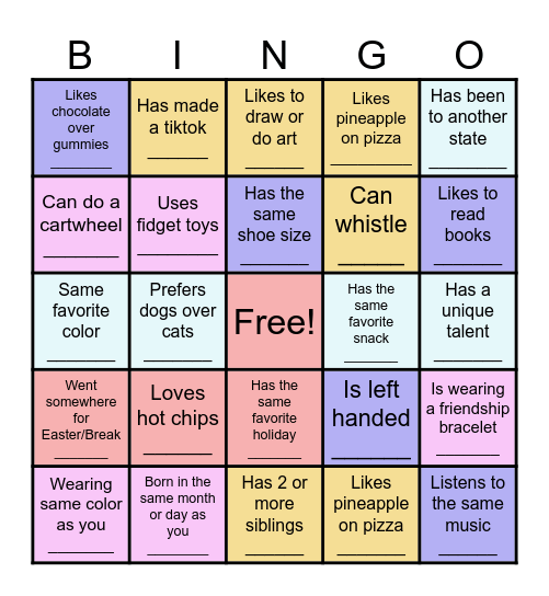 Who in group...? Bingo Card