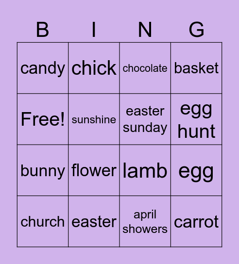 Easter Bingo Card
