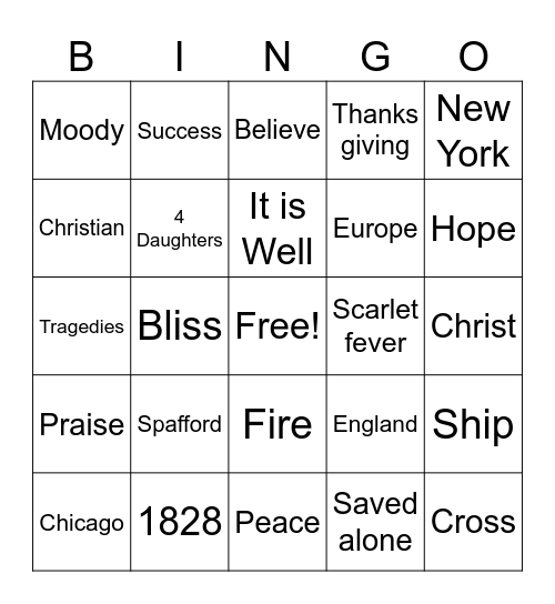 It is well with my soul Bingo Card