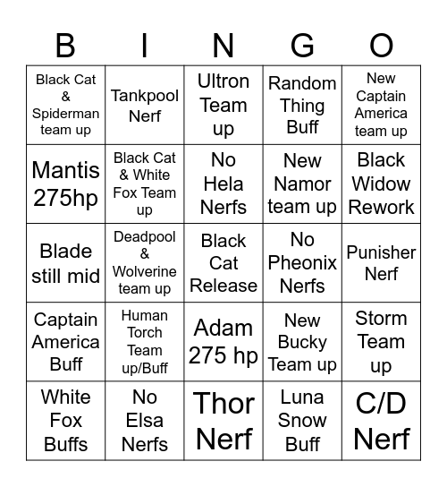 Marvel Rivals S 7.5 Bingo Card