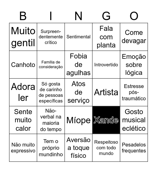 Alexander Bingo Card