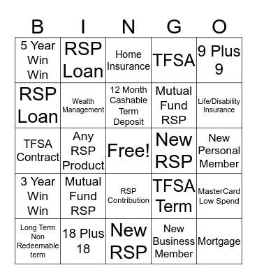 RRSP BINGO! WEEK 5 Bingo Card