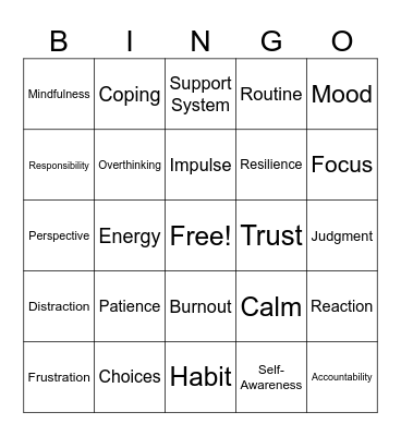 Mental Health #2 Bingo Card