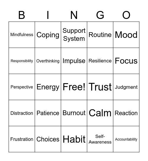Mental Health #2 Bingo Card