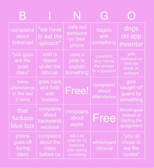 Lucas Bingo Card