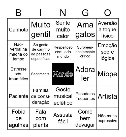 Alexander Bingo Card
