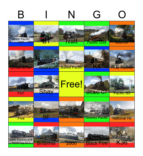 Steam Locomotives that I would like to repair and drive one day Bingo Card