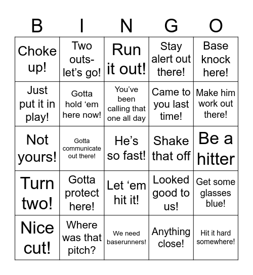Macalester Baseball Bingo Card