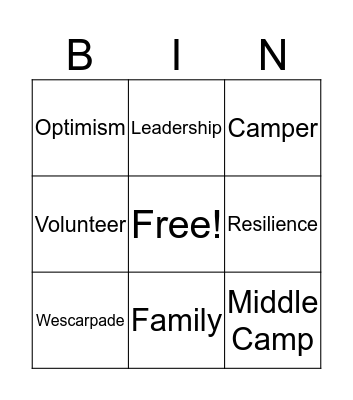 Camp Quality Bingo! Bingo Card