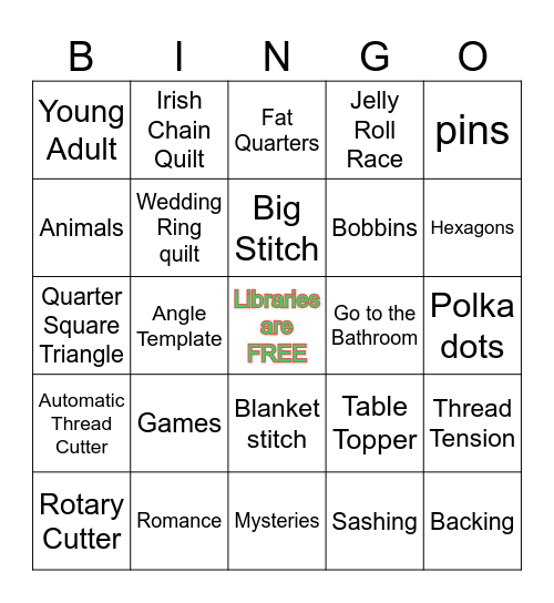 Bobbins, Books, & Bingo! Bingo Card